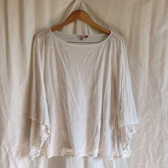 Calypso St Barth 100% Linen Short Sleeve Flowy Poncho Like Top - Picture 1 of 7